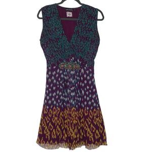 Antik Batik Beaded Silk Yuka V Art Ho Dress Size M